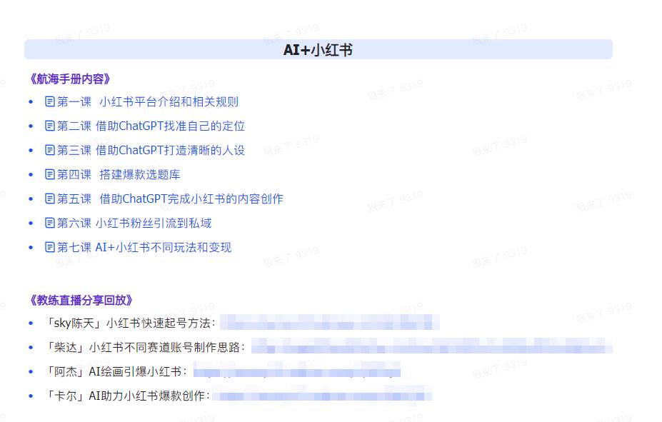 项目-AI破局手册+教练分享合集：AI提示词/AI+小红书 /AI+公众号/AI+绘画/AI编程骑士资源网(3)